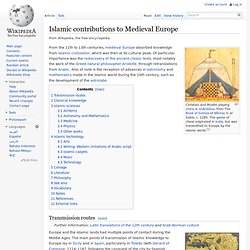 Islamic contributions to Medieval Europe