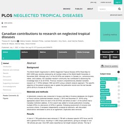 PLOS 01/07/21 Canadian contributions to research on neglected tropical diseases