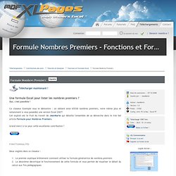 Formule Nombres Premiers - Fonctions et Formules Excel - Tutoriels et Exemples - Contributions des amis - Téléchargements