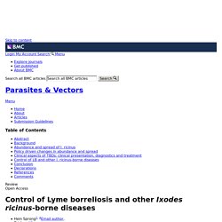 PARASITES & VECTORS 06/03/18 Control of Lyme borreliosis and other Ixodes ricinus-borne diseases