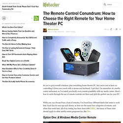 The Remote Control Conundrum: How to Choose the Right Remote for Your Home Theater PC
