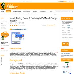 XAML Dialog Control: Enabling MVVM and Dialogs in WPF