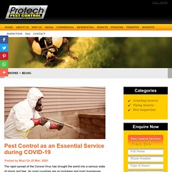 Pest Control as an Essential Service during COVID-19