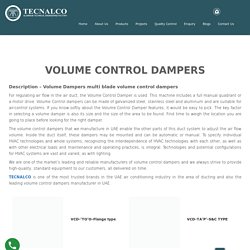 The Best Volume Control Dampers Suppliers in UAE