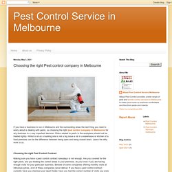 Pest Control Service in Melbourne: Choosing the right Pest control company in Melbourne
