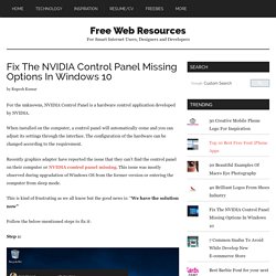 Fix The NVIDIA Control Panel Missing Options In Windows 10