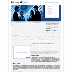 Primary Objects - Using the Model View Controller Pattern in C# ASP .NET Web Applications