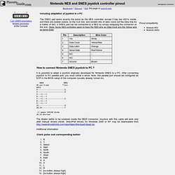 Nintendo NES and SNES joystick controller pinout and signals