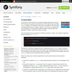 Controller (The Symfony Book)