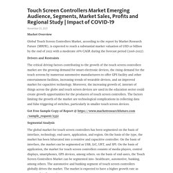 Touch Screen Controllers Market Emerging Audience, Segments, Market Sales, Profits and Regional Study