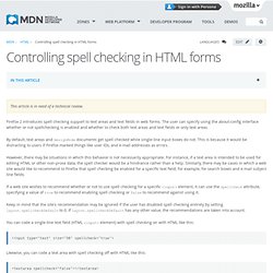 Controlling spell checking in HTML forms