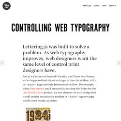 Controlling Web Typography