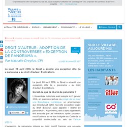 Droit d’auteur : adoption de la controversée « exception de panorama ». Par Nathalie Dreyfus, CPI.