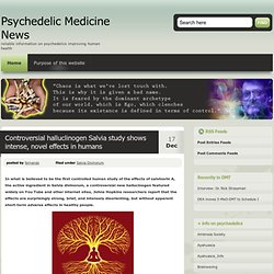 Psychedelic Medicine News - Controversial halluclinogen Salvia study shows intense, novel effects in humans
