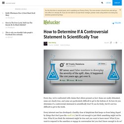 How to Determine If A Controversial Statement Is Scientifically True