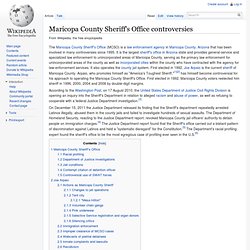 Maricopa County Sheriff's Office controversies