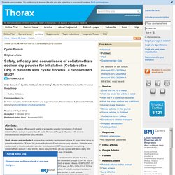 Safety, efficacy and convenience of colistimethate sodium dry powder for inhalation (Colobreathe DPI) in patients with cystic fibrosis: a randomised study