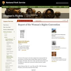 Report of the Woman's Rights Convention - Women's Rights National Historical Park