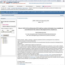 2018-1341 du 28 décembre 2018 relatif aux actions de formation et aux modalités de conventionnement des actions de développement des compétences