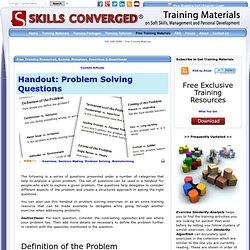 Handout: Problem Solving Questions