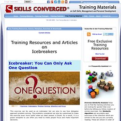 Icebreakers and Training Resources and Articles
