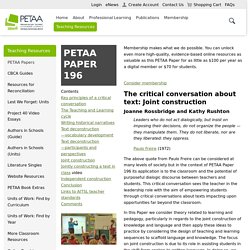 PETAA PAPER 196 — The critical conversation about text: Joint construction