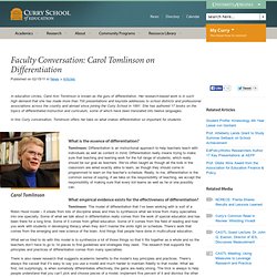 Faculty Conversation: Carol Tomlinson on Differentiation » Articles » Curry School of Education