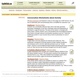 Conversation Worksheets - Society