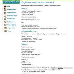 English conversations: In a restaurant