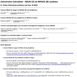 Conversion Calculator - NELM (V) to MPSAS (B) systems