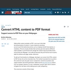 Convert HTML content to PDF format - Java World