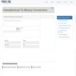 Convert from Hexadecimal to Binary