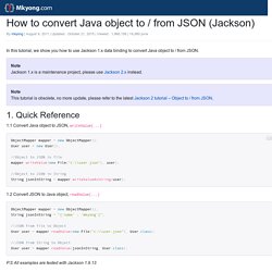 How to convert Java object to / from JSON (Jackson)