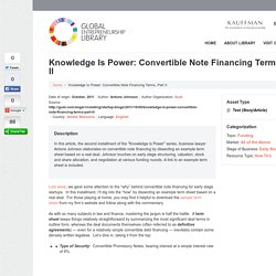Knowledge Is Power: Convertible Note Financing Terms, Part II