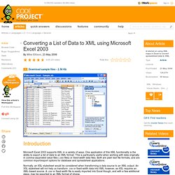 Converting a List of Data to XML using Microsoft Excel 2003