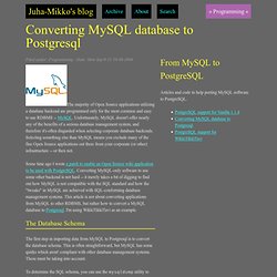 Converting MySQL database to Postgresql