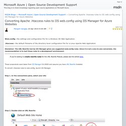 Converting Apache .htaccess rules to IIS web.config using IIS Manager for Azure Websites - Microsoft Azure