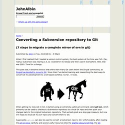 Converting a Subversion repository to Git, (7 steps to migrate a complete mirror of svn in git)