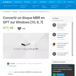 Convertir un disque MBR en GPT sur Windows [10, 8, 7]