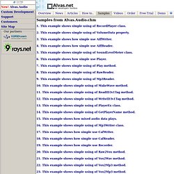 Audio is C# audio library which plays, records, converts and edits sound in PCM, Microsoft ADPCM, IMA ADPCM, CCITT A-Law, CCITT u-Law, GSM 6.10, MPEG Layer-3 (mp3), Dialogic VOX