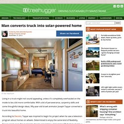 Man converts truck into solar-powered home
