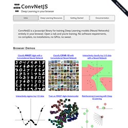 ConvNetJS: Deep Learning in your browser