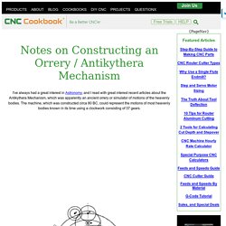 CNC Cookbook: Astronomical Clock