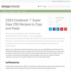 CSS3 Cookbook: 7 Super Easy CSS Recipes to Copy and Paste