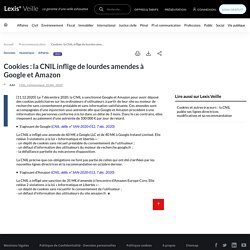 Cookies : la CNIL inflige de lourdes amendes à Google et Amazon