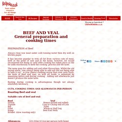 oking beef - general preparation and cooking times for Beef and Veal