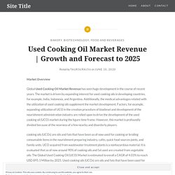 Used Cooking Oil Market Revenue