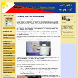 Cooking Rice, the Filipino Way