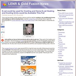 E-cat could be used for Cooling and Home E-cat Heating and Cooling Units could be Available This Fall « Cold Fusion News