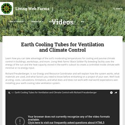 Earth Cooling Tubes for Ventilation and Climate Control